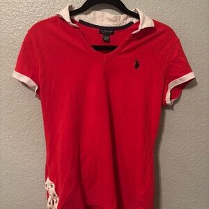 U.S. Polo Assn. Red Polo with White Collar